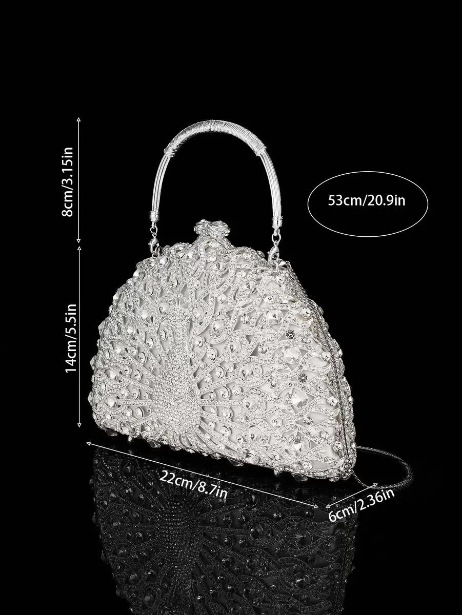 Luxury Diamond-Studded Peacock Evening Bag