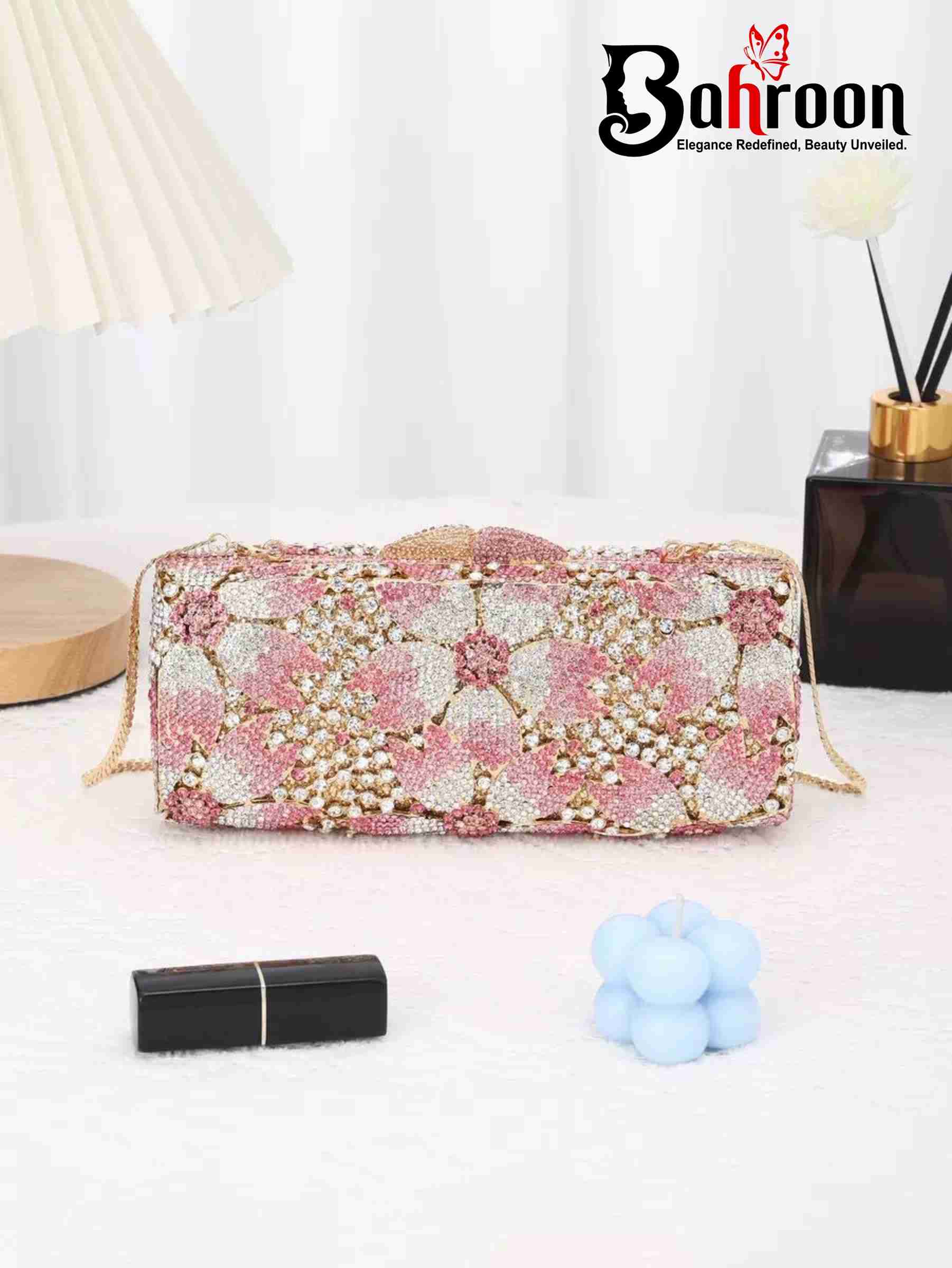 Luxury Pink Diamond Alloy Handbag