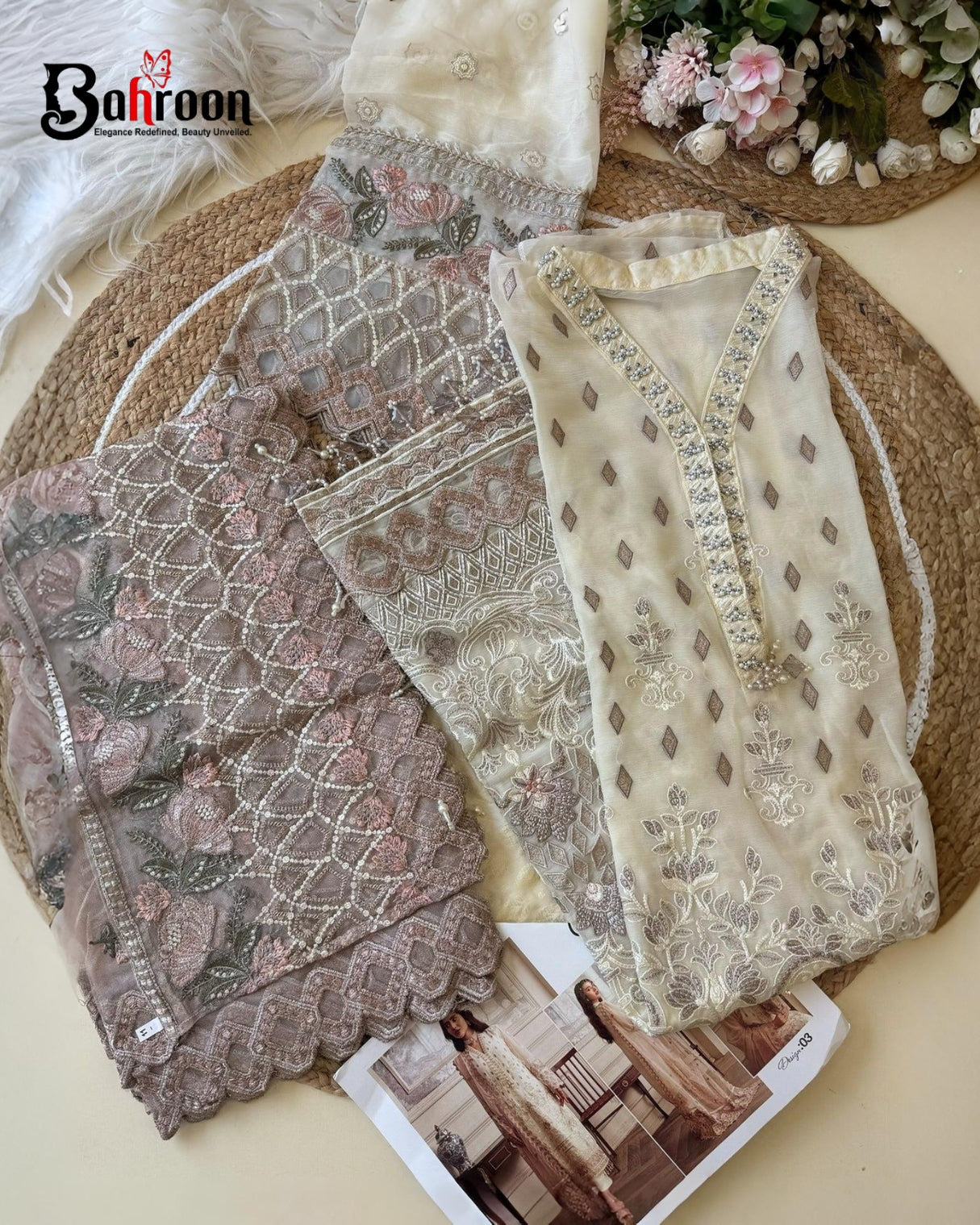 Premium Pakistani 3 Piece (𝐆𝐮𝐥𝐦𝐢𝐧𝐚 𝐛𝐲 𝐍𝐨𝐨𝐫’𝐬 𝐋𝐮𝐱𝐮𝐫𝐲)