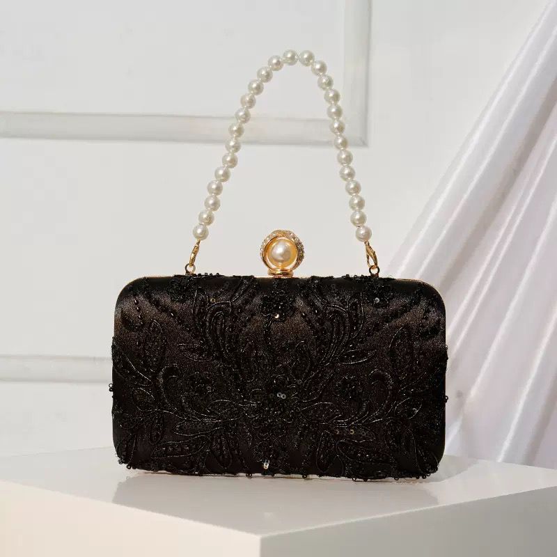 Elegant Lace Beaded Clutch Bag