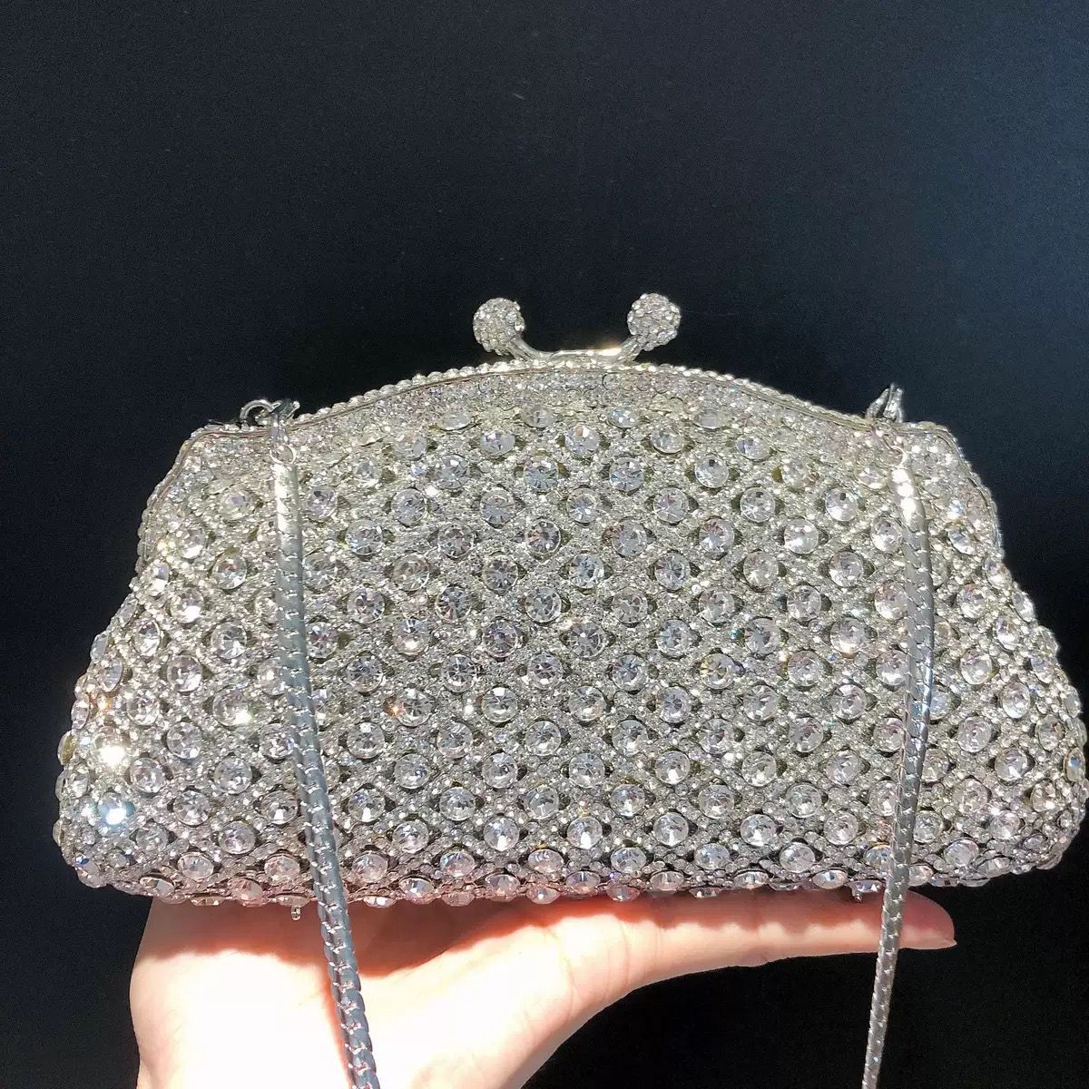 Luxury Dumpling-Style Diamond Clutch Bag