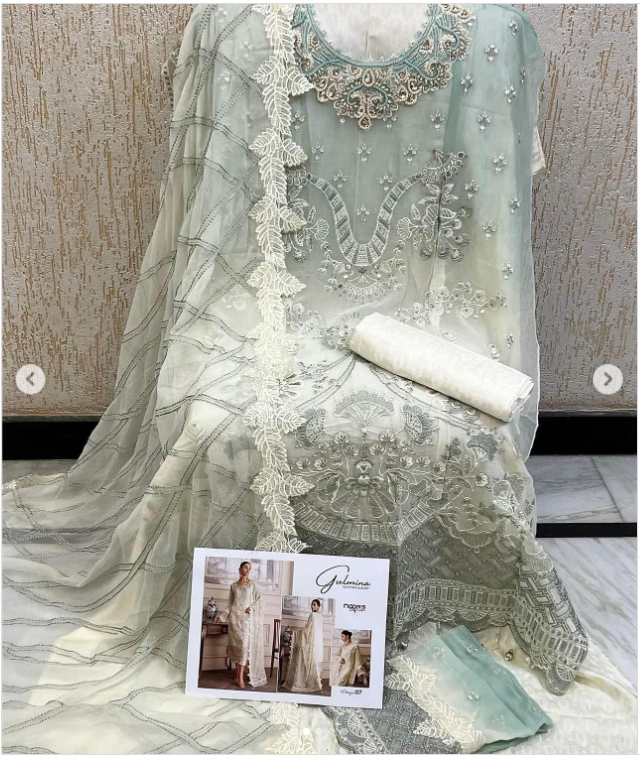 Premium Pakistani 3 Piece (𝐆𝐮𝐥𝐦𝐢𝐧𝐚 𝐛𝐲 𝐍𝐨𝐨𝐫’𝐬 𝐋𝐮𝐱𝐮𝐫𝐲)